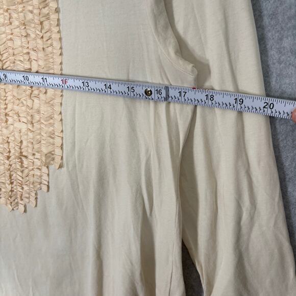 Garnet Hill Shirt Small Cream Ivory Ruffle Tuxedo Jersey Stretch Basic Neutral - Picture 7 of 10